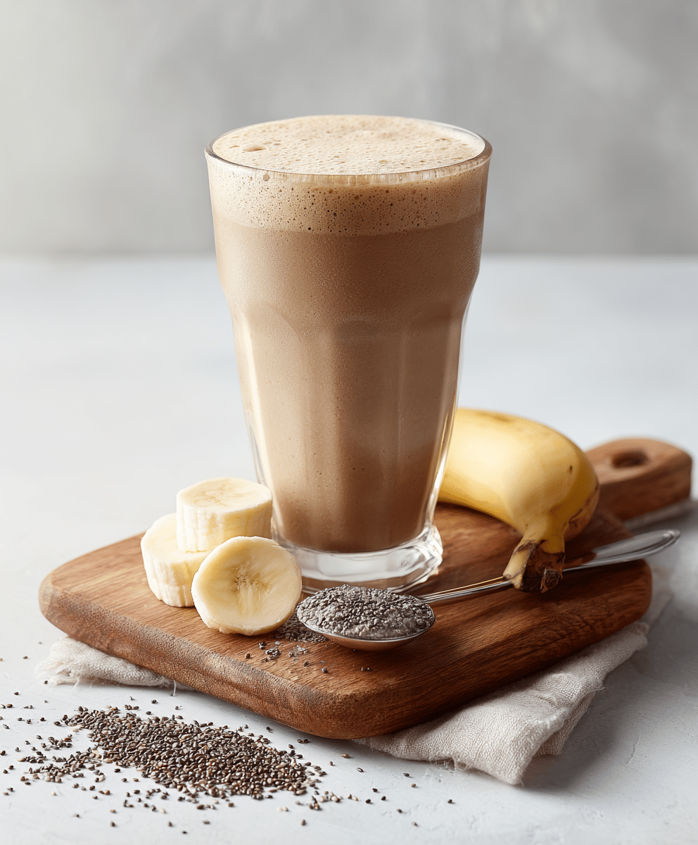 Coffee Flavored Protein Shake: The Energizing, Protein-Packed Boost You’ll Love 6 Coffee flavored protein shake served in a clear glass with chia seeds on top