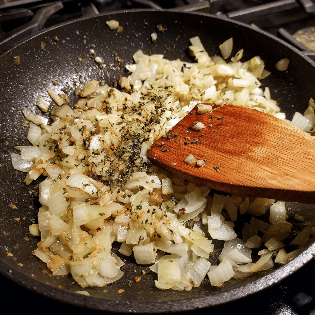 Sautéing onions and garlic