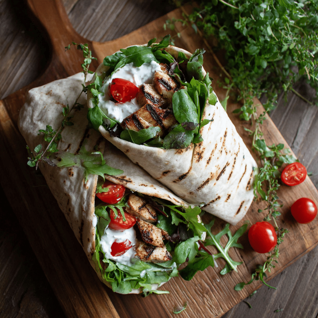 Served vegan high protein wrap