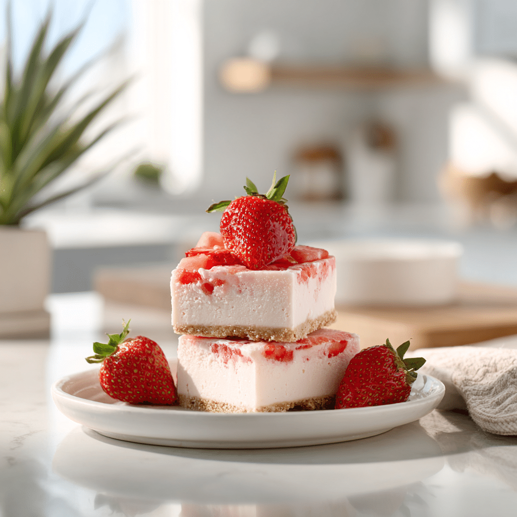 Served strawberry cheesecake protein shake topped with whipped cream